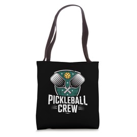 Pickleball Crew with Green Shield and Crossed Paddle Tote Bag