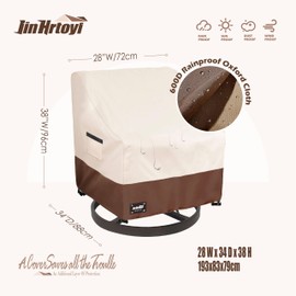Patio Chair Covers 2 Pack,600D Waterproof Heavy Duty Outdoor Chair Covers(30 W x 34 D x 38 H inches),Outdoor Furniture Patio Chair Covers Waterproof Clearance,Beige&brown