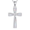 URONE Opal Cross Necklace for Women 925 Sterling Silver White