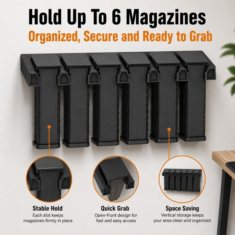 HEKAGURA Durable ABS 6 Standard Rack Wall Mount, Wall Magazine