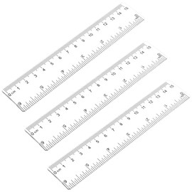 3 Pack 15cm Clear Ruler 6 in Small Ruler Plastic Straight Rulers with Centimeters and Inches, Shatterproof Measuring Tools for School, Office and Home