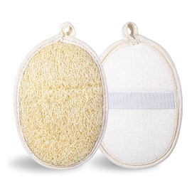 MBAIYO 2Pcs Natural Exfoliating Loofah Body Scrubber, Bath Loofah Sponge Shower Scrubber for Body and Face Exfoliating Shower Sponge for Men Women Skin Care