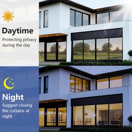 One Way Window Privacy Film, Static Cling Window Tint Sun Blocking Heat UV,Reflective Window Film for Home,Office, Shop Windows (Gray Silver, 23.6''X118'')