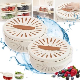 SENIURIS 2 in 1 Drainer with Lid and Strainer, Berry Basket Handle, Multifunctional Drainer with Foldable (2 Brown)