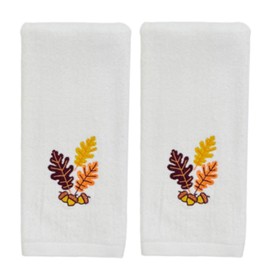 Serafina Home Fall Hand Bath Towels Bathroom Decor Farmhouse: Ivory Cotton Towels with Acorn Leaves Hand Towel, 2 Piece Set
