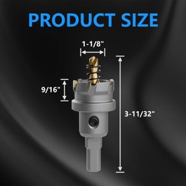 CSOOM TCT Hole Saw Set, 2-Piece 1-1/8” (29mm) Heavy Duty Carbide Tipped Cutter for Stainless Steel, Iron, Metal, and Plastic Bench, Spring Guided Drill Bits Included