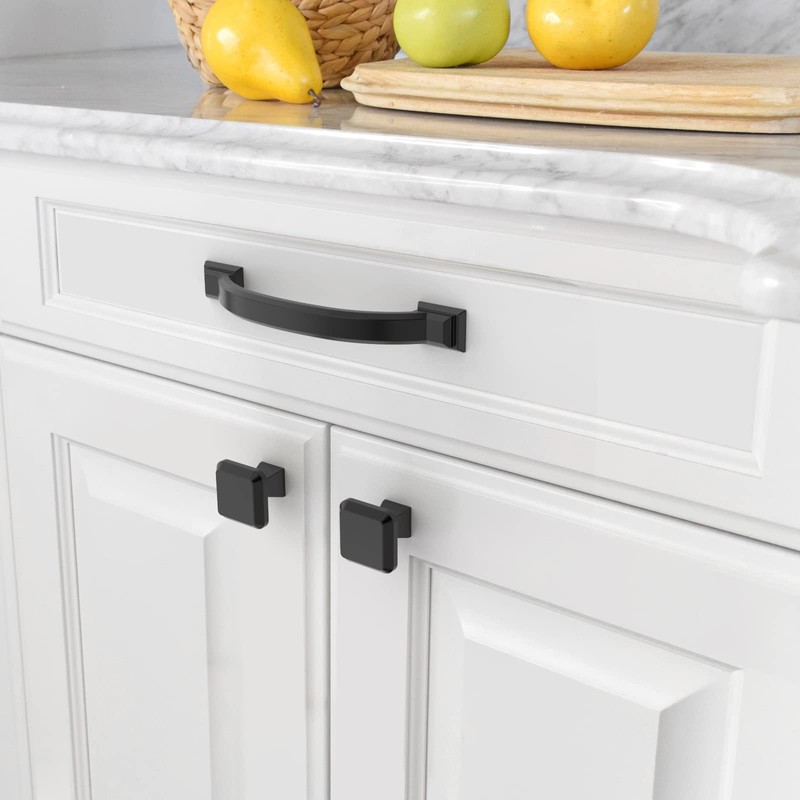 Amerdeco 10 Pack Matte Black Cabinet Pulls 4 Inch(102mm) Hole