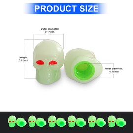 12PCS Fluorescent Skull Tire Valve Stem Caps, Luminous Auto Wheel Air Valve Cap, Illuminated Glow in The Dark Corrosion Resistant, Car Accessories for Truck, SUV, Motorcycle, Car (Skull Green)