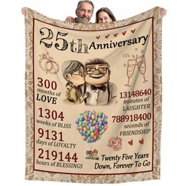 Einanmut 25th Anniversary Wedding Gifts for Wife, Couples Gifts Blanket,25th Wedding Anniversary Birthday Gifts for Wife from Husband, Anniversary Present for Girlfriend,Twenty Five Years for Her