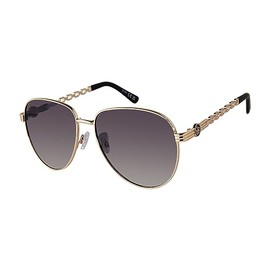 Jessica Simpson Women's J6232 Metal Aviator Pilot Sunglasses with 100% Uv400 Protection. Glam Gifts for Her, 60 Mm, Gold & Black