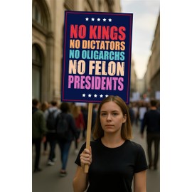 No Kings In America Protest Sign, Anti-Trump Resistance, Political Activist Poster, Rally Sign, Resist Fascism Protest Poster