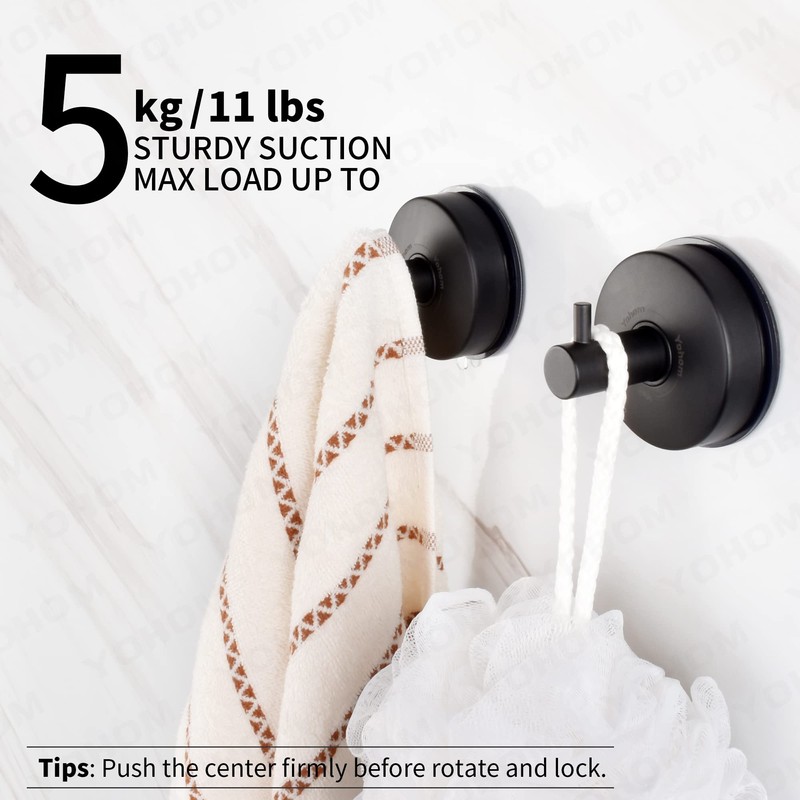 YOHOM Vacuum Suction Cup Hooks Bathroom Suction Hooks Stainless Steel