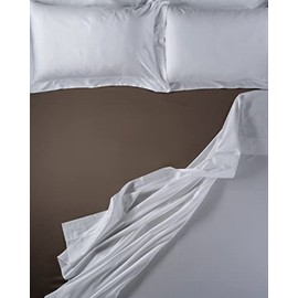 LENZUOLISSIMI - Satin Cotton Satin 300 Thread Count with King Corners 180 x 200 cm Made in Italy - Brown