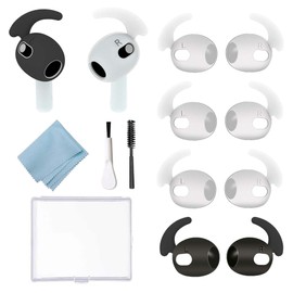 Ear Hooks Ear Covers Compatible with AirPods 3, SUOFEIK Anti-Drop Ear Covers AirPods 3 Accessories for Running, Cycling and Other Indoor-Outdoor Activities (3W+1B)