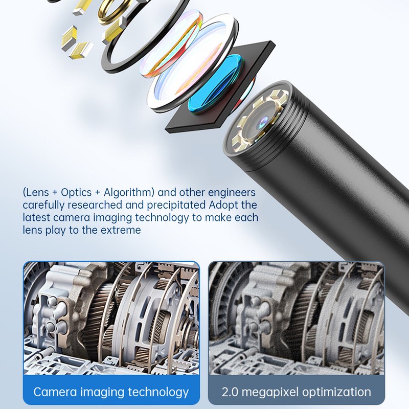 Endoscope Camera with Light 5MP HD IP67 Waterproof Sewer Inspection