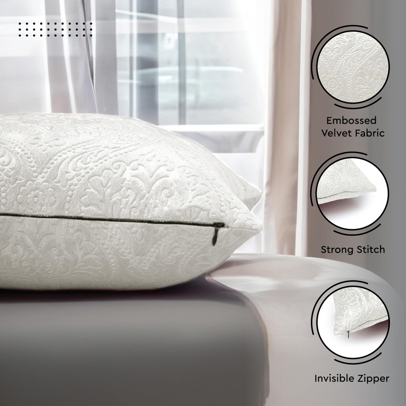 Encasa Luxury Embossed Velvet Cushion Covers - Plush Throw Pillow