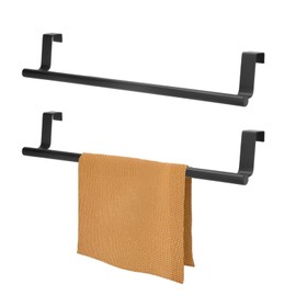 Over Cabinet Towel Bar, Stainless Steel Dish Towel Holder Over The Door Towel Holder Over Cupboard Door Towel Holder Kitchen Towel Holder for Bathroom, 2 Pack