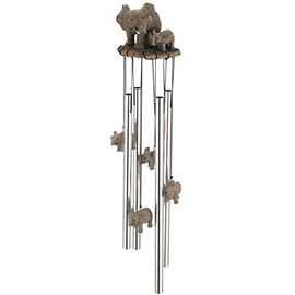 George S. Chen Imports Wind Chime Round Top Elephant Family Garden Decoration Windchime