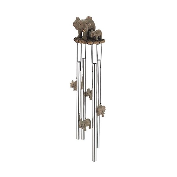 George S. Chen Imports Wind Chime Round Top Elephant Family Garden Decoration Windchime