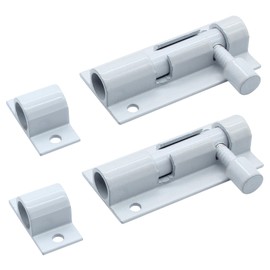 Bivethoi 2 PCS 2 Inch Barrel Bolt Latch White Door Latch Hardware, Small Slide Latch Lock Mini Gate Garage Door Latch