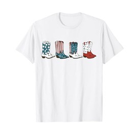 Fourth of July 4th of July Western Cowboy Boots Cowgirl T-Shirt