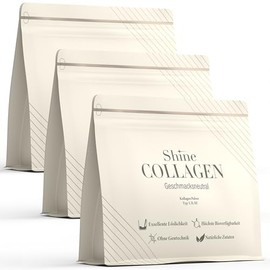Shine Collagen Shine Collagen Pulver 900g (3x300g) - Unser Original - Premium Kollagen Hydrolysat - Peptide Typ 1 und 3 - Gute L?slichkeit - Neutral