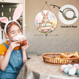 Easter Decorations for Home, Happy Easter Decor Wreath for Party Porch Welcome Sign for Front Door Bunny Egg Flower Spring Wall Decor Ornaments Outdoor Indoor Party Decoration -13