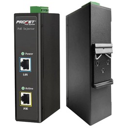 PROCET DIN Rail PoE Injector 30W Industrial Gigabit PoE+ Power Injector, IE802.3af/at Compliant, -40℃ to 65℃, 6KV PoE Surge Protection for IP Camera, Access Point, IoT, PT-PSE105G-E