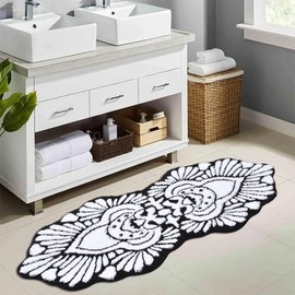 Bathroom Runner Rug 24x60 Non Slip Absorbent Bath Mats for Bathroom Long Bathroom Rugs Machine Washable Carpet Runner Rug for Hallway Bathroom Shower White