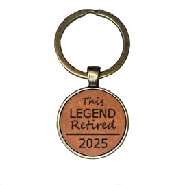 Retirement Gift Keyring, Leather Engraved Key Chain (This Legend Retired)