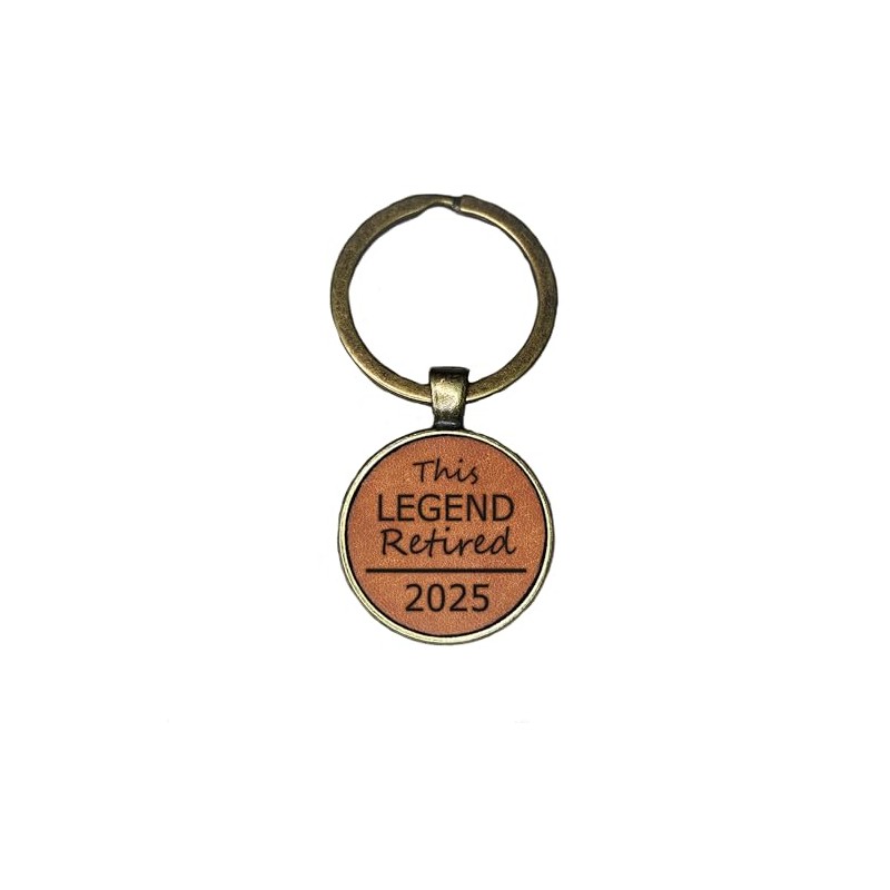 Retirement Gift Keyring, Leather Engraved Key Chain (This Legend Retired)