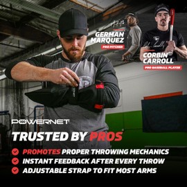PowerNet Pitching Sleeve, Softball & Baseball Sock Trainer Improves Throwing Mechanics & Velocity, Adjustable Sock Aid Simulates a Towel Throwing Warm-Up Exercise, Baseball Gear for All Skill Levels