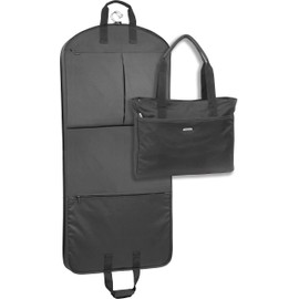 WallyBags Travel Dress Garment Bag and Women's Tote, Black w/Lining, 2-Piece Set (52-inch)