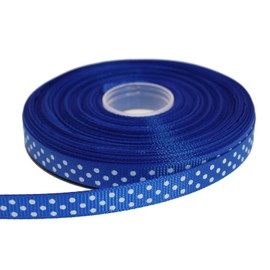 DXEUD Polka Dot Grosgrain Ribbon 25 Yard Each Roll 100% Polyester (3/8", Royal Blue)