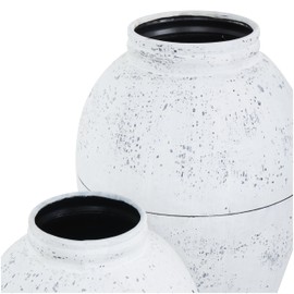 Deco 79 Metal Decorative Vase Tall Distressed Pot Floor Centerpiece Vases, Set of 2 Flower Vases for Home Decoration 31", 24" H, White