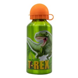 ILS I LOVE SHOPPING Kids 400ml Aluminium Sports Water Bottle with Extendable Spout (T-Rex Dinosaur)