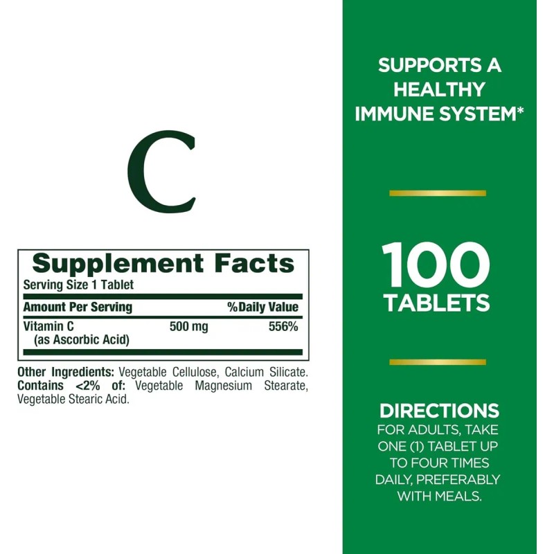 Vitamina C Nature's Bouty, 500 mg, 100 cápsulas, sabor Imp