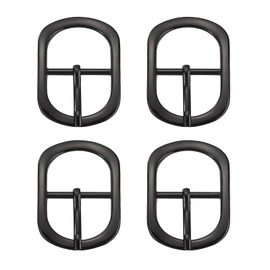 SUIKIHUM 4 Pack Roller Belt Buckle, 0.5 Inch Single Prong Belt Buckle, Oval Roller Pin Buckle Zinc Alloy for Bag Keychain, Black