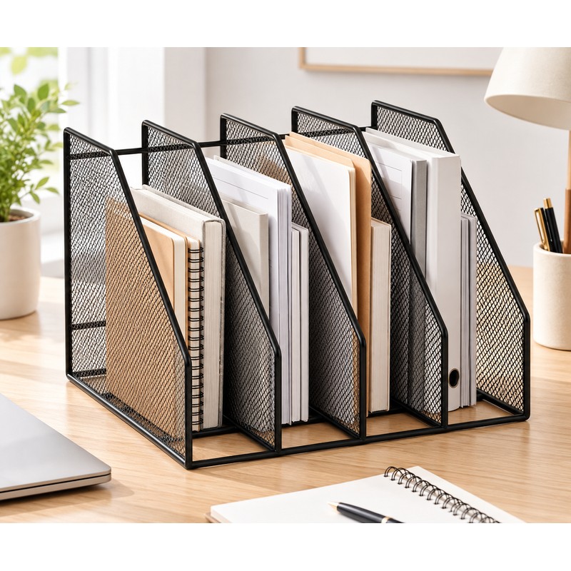 Metal Mesh Desk File Organizer for Documents and Books –
