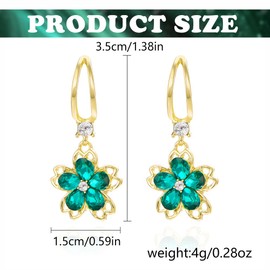 FDEETY Women's Earrings Cubic Zirconia Rhinestone Hanging Earrings Cherry Blossom Drop Statement Earrings Fashion Flower Earrings Jewellery Accessories for Women Girls, Metal, No Gemstone