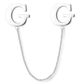 HONEY BEAR Alphabet Letters Chain Brooch Pin for Women Men Shirt Suit Neck Collar Label Pin with Tassel,Stainless Steel for Business Gift,A to Z (G)