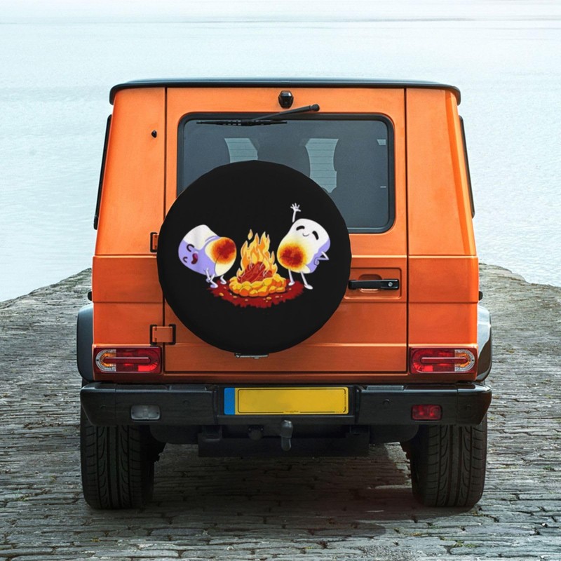 Spare Tire Cover with Marshmallow Campfire Pattern Wheel Protectors Weatherproof