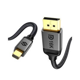 Silkland 16K Mini DisplayPort to DisplayPort 2.1 Cable, [16K@60Hz, 8K@120Hz, 4K@240Hz] 80Gbps Bi-Directional, HDR, G-Sync, Mini DP [Thunderbolt 2] for Gaming Laptop, MacBook, Monitor,6.6FT