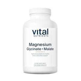 HAPPYMOMO- Vital Nutrients Magnesio Glicinato + Malato | 120mg Suplemento Vegano de Magnesio para Mujeres y Hombres |