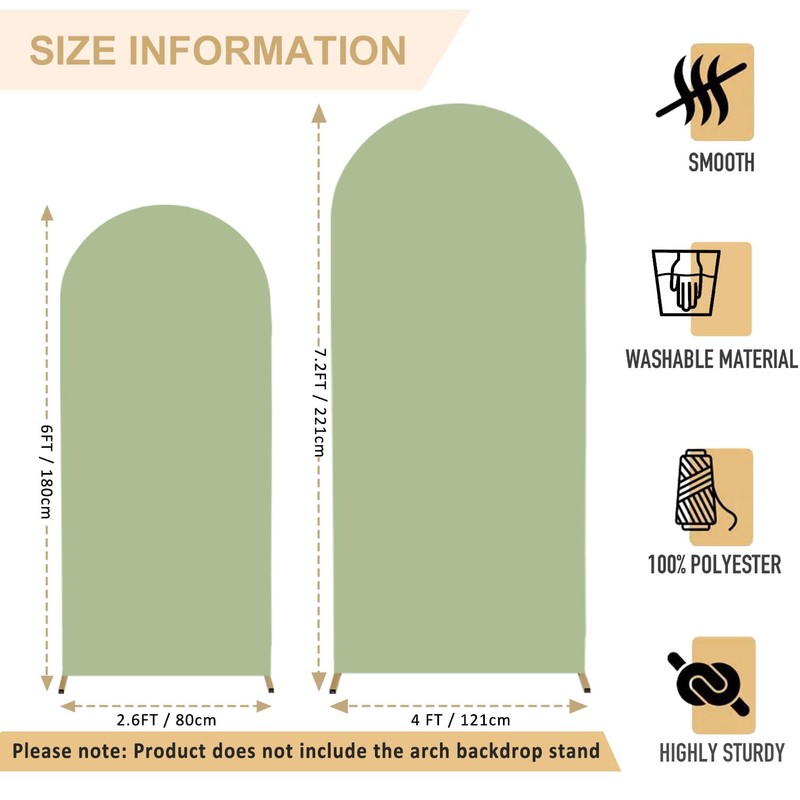 FANPROMS Wedding Arch Cover Set of 2 Sage Green Arch