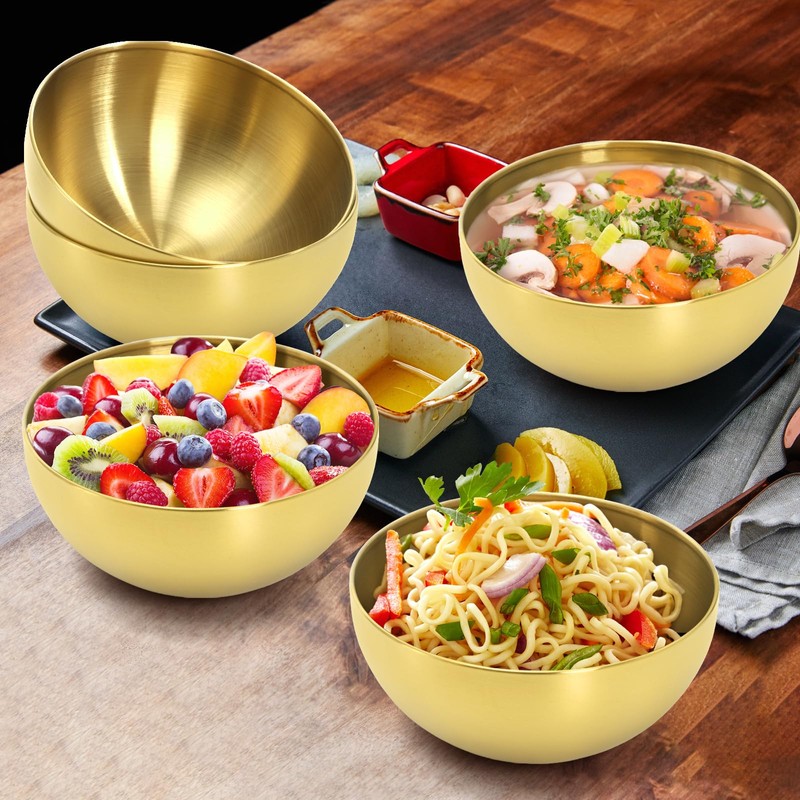 Cedilis 10 Pack Gold Serving Bowls, 5.9 Inch Salad Bowl,