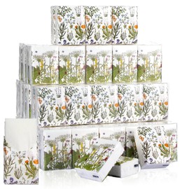 Fourluoo 100 Pack Pocket Tissues Individual Packs Bulk 3 Ply Mini Wallet Facial Tissues Travel Size for Summer Fall Christmas Wedding Party Supplies(Wildflower)