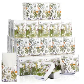 100 Pack Pocket Tissues Individual Packs Bulk 3 Ply Mini Wallet Facial Tissues Travel Size for Spring Summer Wedding Party Supplies(Wildflower)