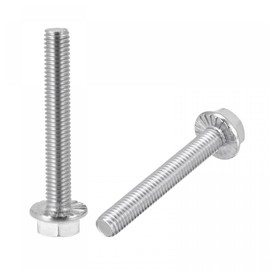 sourcing map M8x60mm Hex Serrated Flange Bolts Screws Metric Thread 304 Stainless Steel 5pcs