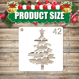 64pcs Christmas Stencils, Reusable Plastic Xmas Holiday Painting Template Rectangle Christmas Ornament Snowflake Snowman Santa Claus Drawing Stencils for Craft Fabric Wall Cards Scrapbook